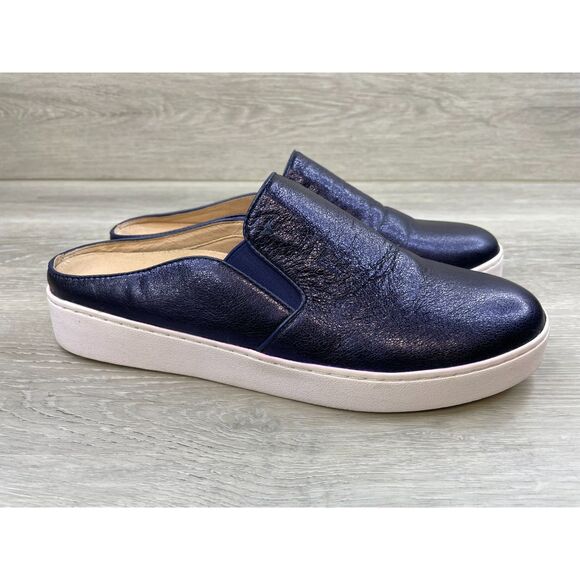 Vionic Dakota Women's Mule Clog Slip-On Metallic Leather 9.5 Blue Comfort Shoes - Picture 1 of 9